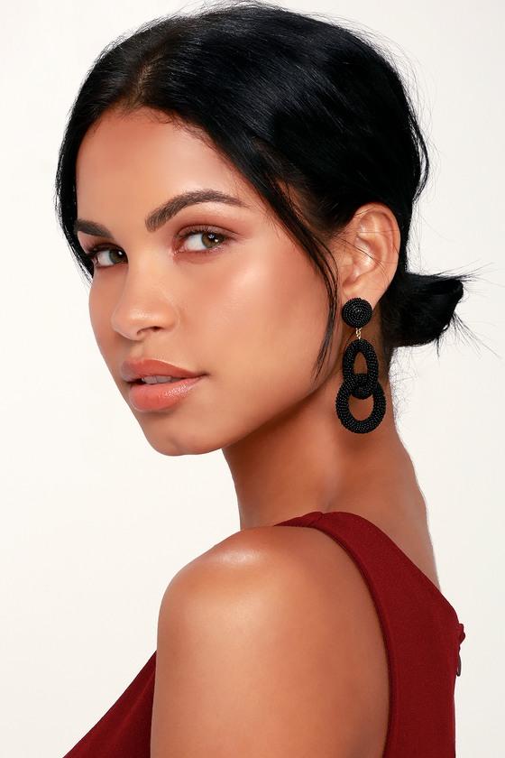 Beadwork It Black Beaded Statement Earrings | Lulus