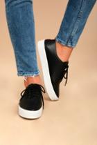 So Me Avery Black Perforated Flatform Sneakers | Lulus