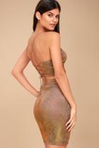 Shimmer And Shake Iridescent Gold Two Piece Dress | Lulus