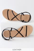 Chrissy Black Suede Leather Flat Sandal Heels | Lulus