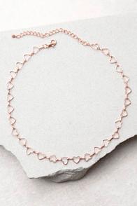 Lulus Heart's Surrender Rose Gold Choker Necklace