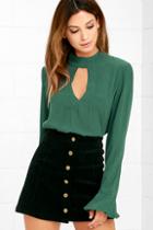 Re:named Dreamy Darling Forest Green Long Sleeve Top