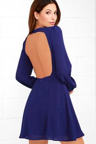 Lulus How Sweet Royal Blue Long Sleeve Dress
