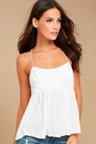 Lulus Absolute Adoration White Embroidered Top