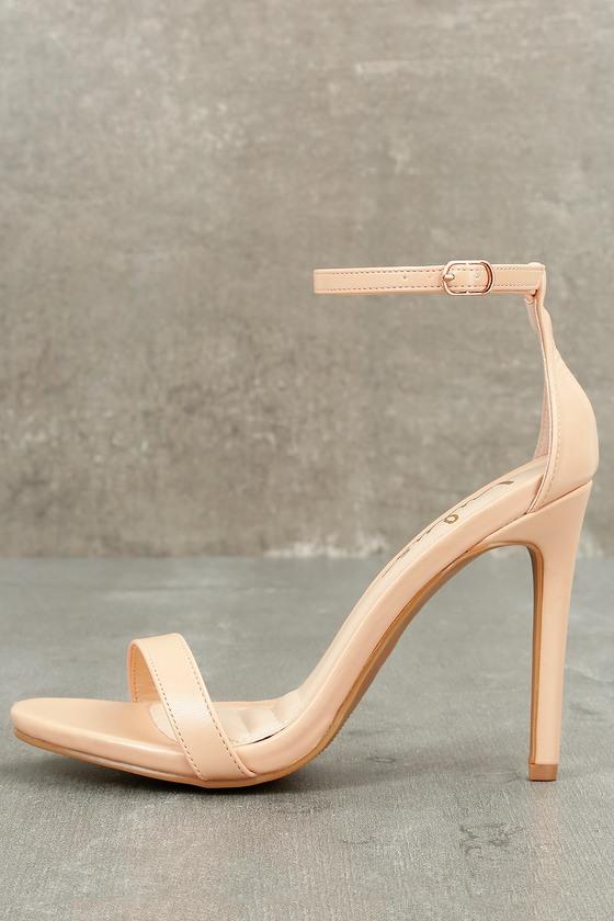 Lulus | Loveliness Nude Ankle Strap Heels | Size 9 | Beige | Vegan Friendly