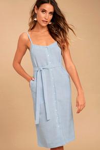 Ali & Jay Ferris Wheel Fever Light Blue Plaid Midi Dress