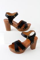Qupid Yalla Black Platform Sandal Heels | Lulus