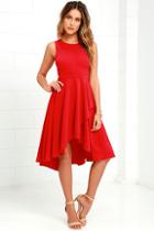 Lulus Chance To Dance Red High-low Dress