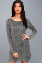 Amuse Society Shine Bright Black And Silver Long Sleeve Bodycon Dress