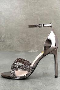 Fahrenheit Aerilyn Pewter Ankle Strap Heels