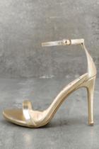 Anne Michelle | Loveliness Gold Ankle Strap Heels | Size 10 | Vegan Friendly | Lulus