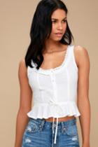Althea White Button-up Crop Top | Lulus