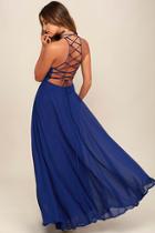 Lulus Strappy To Be Here Royal Blue Maxi Dress