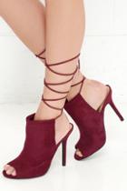 Wild Diva Lounge Got You Covered Wine Red Suede Lace-up Heels