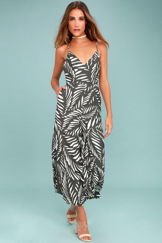 Finders Keepers | Knox Olive Green Print Jumpsuit | Size Xx-small | 100% Polyester | Lulus