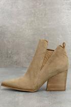 Kendall + Kylie Fox Light Natural Suede Leather Ankle Booties