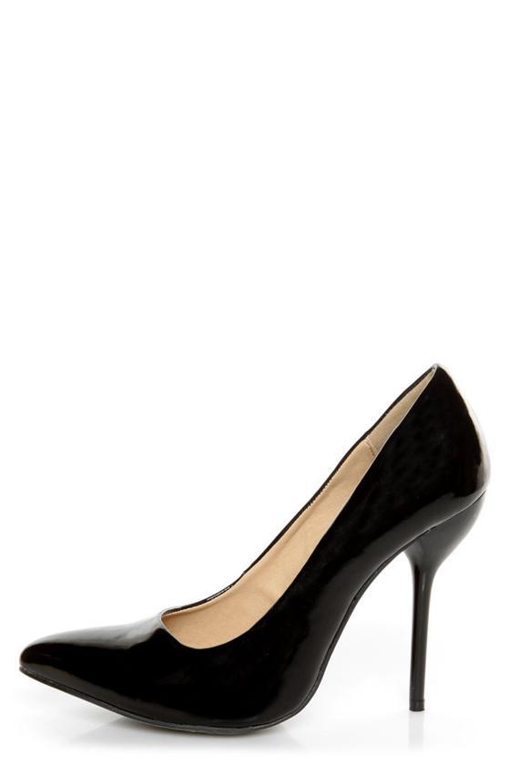 Fahrenheit Zara 02 Black Patent Pointed Pumps