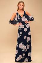 The Very Thought Of You Navy Blue Floral Print Maxi Dress | Lulus