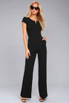 Lulus Goal-getter Black Short Sleeve Jumpsuit