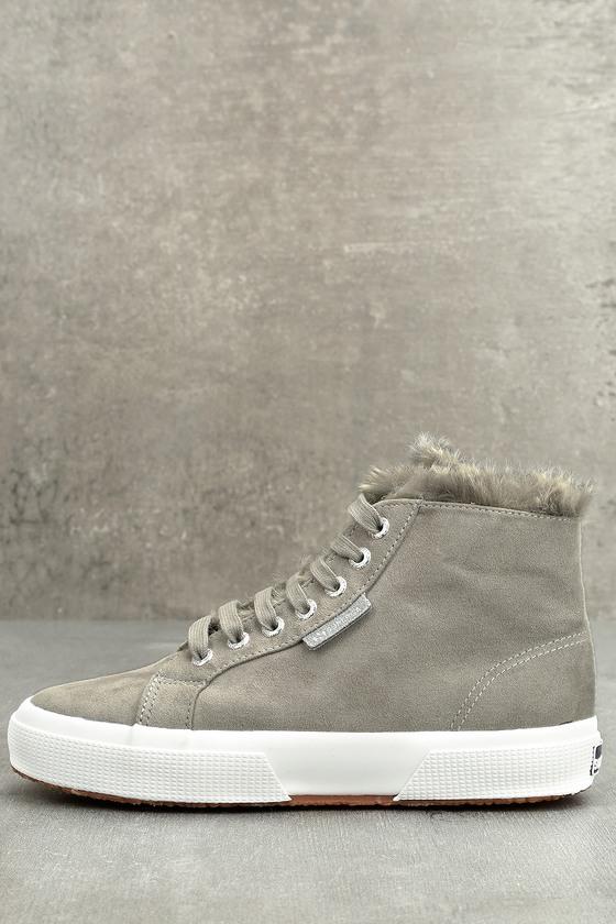 Superga | 2795 Shearling Grey High-top Sneakers | Size 6 | Rubber Sole | Vegan Friendly | Lulus
