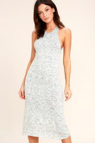 Love Stitch Delightful Demeanor Blue And Cream Bodycon Midi Dress