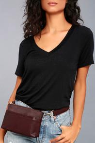 Lulus Keep In Touch Burgundy Belt Bag