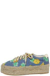 Qupid Luana Blue Print Espadrille Flatform Sneakers