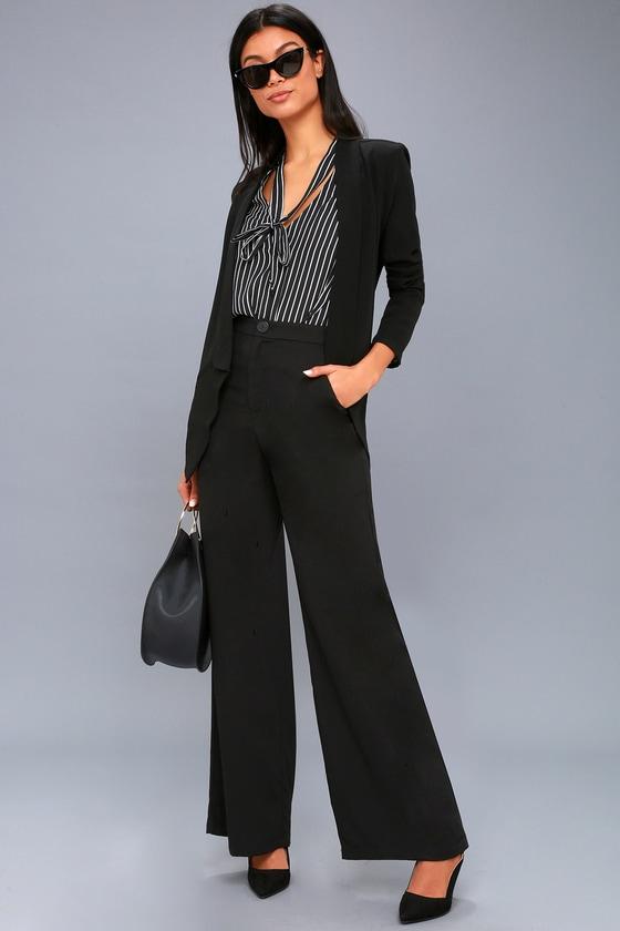 Harrison Black Wide-leg Trouser Pants | Lulus