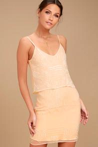 New Friends Colony Glass Petals Peach Beaded Dress