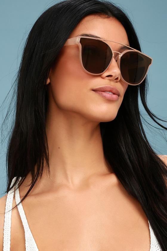 Corbin Rose Gold And Beige Sunglasses | Lulus