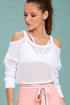 Project Social T Sid White Mesh Long Sleeve Top
