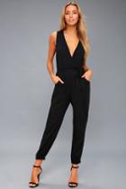 Take On The Day Black Sleeveless Surplice Jumpsuit | Lulus