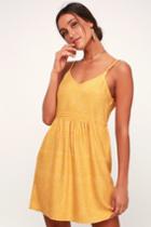 Rvca Nolan Mustard Yellow Print Dress | Lulus
