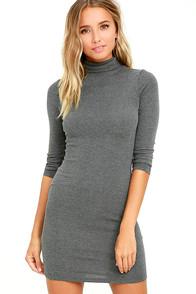 Lulus Phenomenal Feeling Grey Long Sleeve Bodycon Dress
