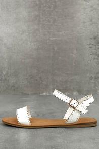 Bamboo Sasha White Flat Sandals