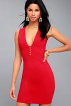 Sascha Red Sleeveless Bodycon Dress | Lulus