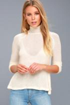Free People Weekend Snuggle Cream Mock Neck Sweater Top | Lulus