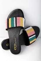 Olivia Jaymes Maira Black Beaded Slide Sandal Heels | Lulus