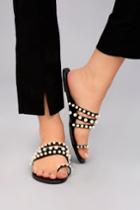 Machi | Evelyn Black Pearl Slide Sandal Heels | Size 6 | Vegan Friendly | Lulus