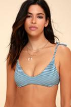 Billabong Sea Rinse Tie Tali Blue And White Striped Bikini Top | Lulus