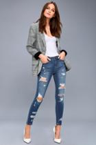 En Jean En Jean | Real Deal Medium Wash Distressed High-waisted Skinny Jeans | Lulus