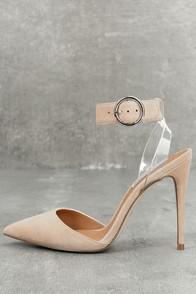 Steve Madden Diva Blush Suede Leather Lucite Heels
