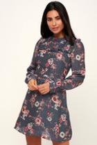 Lost + Wander Cassidy Navy Blue Floral Print Mini Dress | Lulus