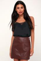 Free People Retro Burgundy Vegan Leather Bodycon Mini Skirt | Lulus
