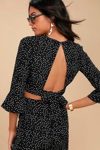 Re:named Night To Remember Black And White Polka Dot Crop Top