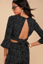 Re:named Night To Remember Black And White Polka Dot Crop Top