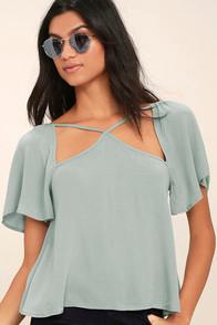 Lulus Safekeeping Slate Blue Top