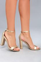Lulus | Taylor Gold Ankle Strap Heels | Size 5.5 | Vegan Friendly