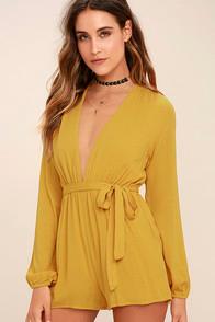 Lulus Outspoken Golden Yellow Long Sleeve Romper