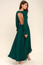 Lulus Bubbly Babe Forest Green Backless Maxi Dress